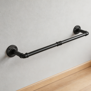 White Wall Mount Wood Clothes Rail