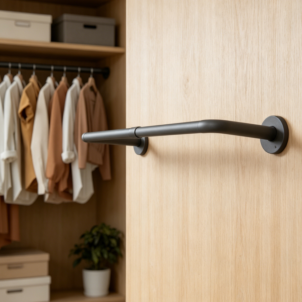 Black Industrial Pipe Wall Mount Clothes Rack