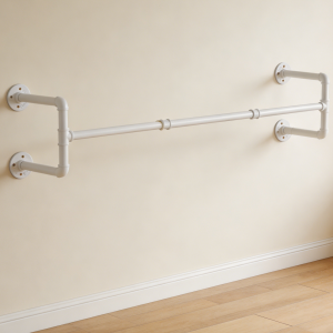 2-Pack Black Industrial Pipe Wall Mount Clothes Rack