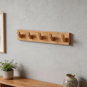 Black Wall Mount Coat Rack with 5 Hooks
