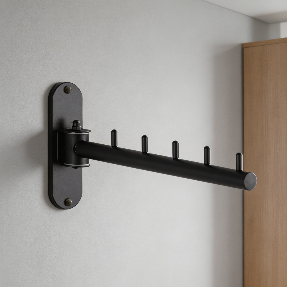 Swivel Wall Mount Drying Rack Matte Black Stainless Steel