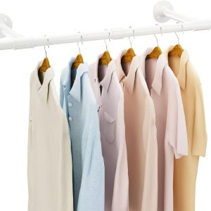 White Industrial Pipe Wall Mount Clothing Rack