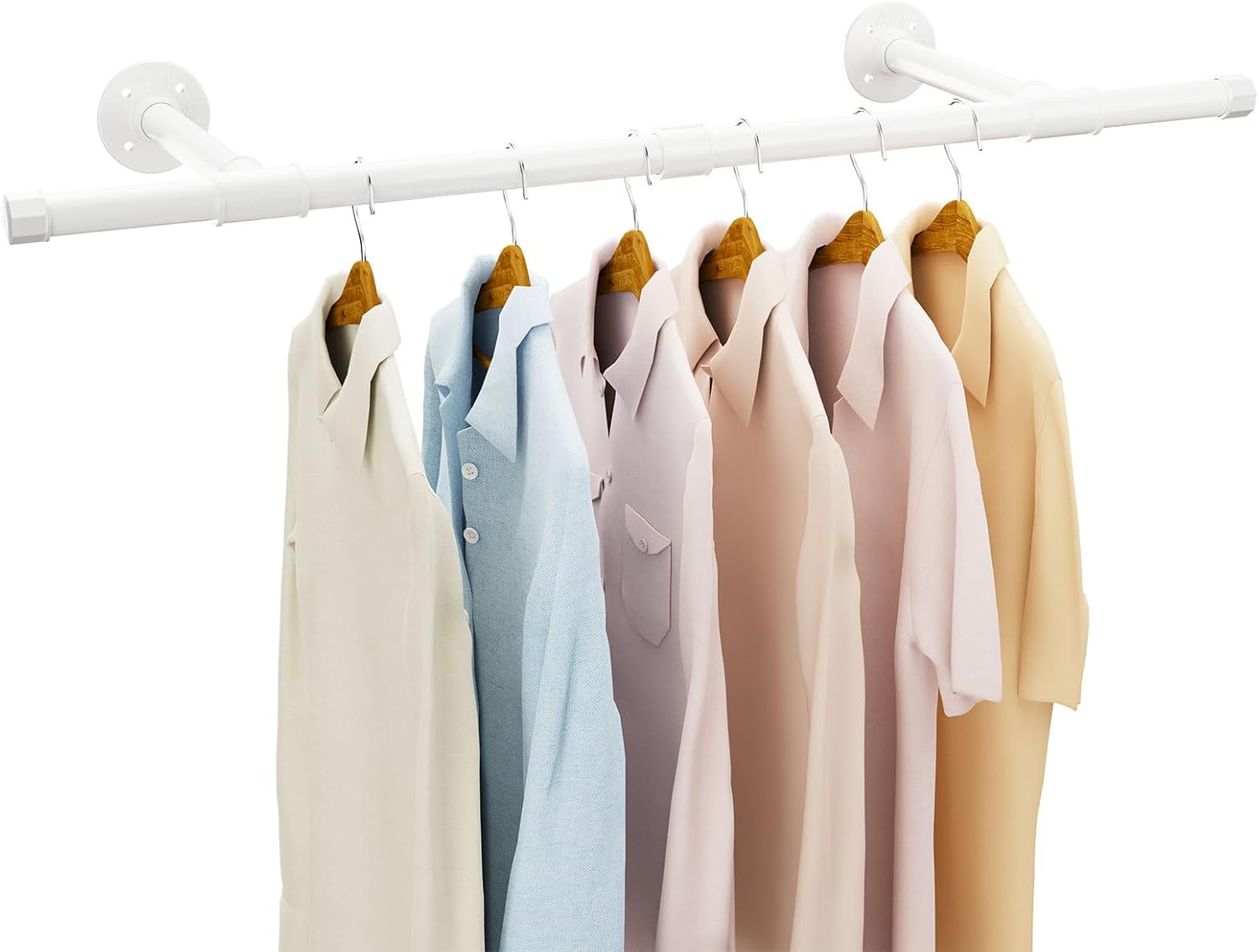 White Industrial Pipe Wall Mount Clothing Rack