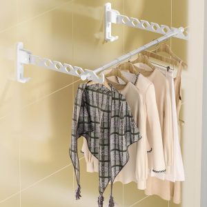 2-Pack White Retractable Folding Wall Mount Drying Rack 80cm