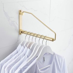 Brushed Gold Folding Wall Mount Clothes Drying Rack