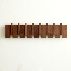Walnut 8-Hook Wood Wall Mount Coat Rack