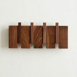 Walnut 4-Hook Wood Wall Mount Coat Rack