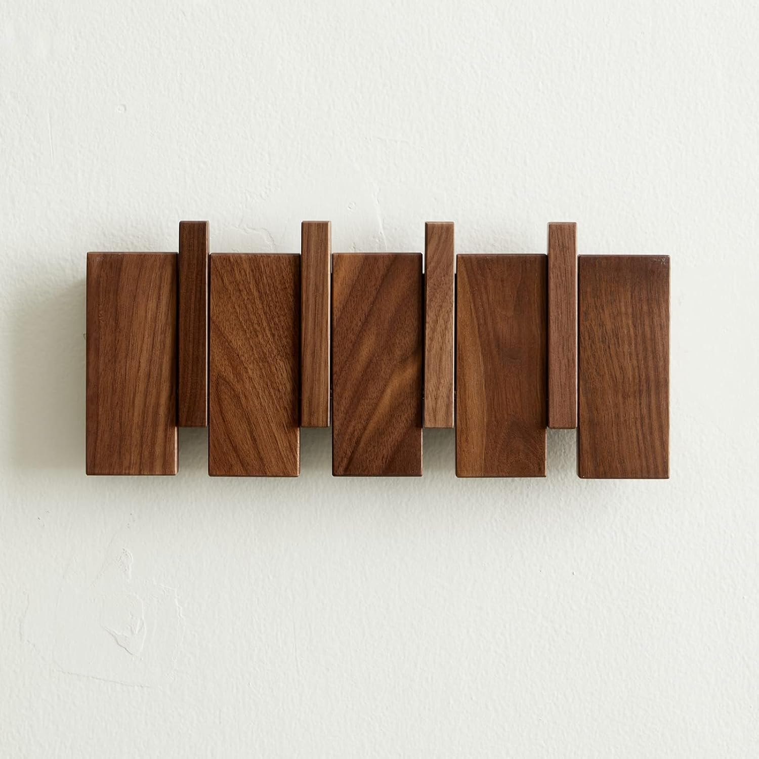 Walnut 4-Hook Wood Wall Mount Coat Rack